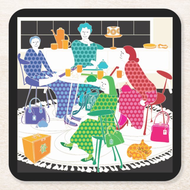 Dessous De Verre Carré Mah Jongg Polka-Dots Coasters (Devant)
