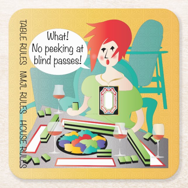 Dessous De Verre Carré Mah Jongg Sayings Peek Pass (Devant)