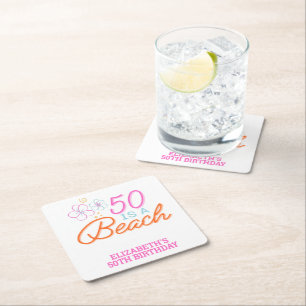 Dessous De Verre Carré Main branchée tiré 50e anniversaire de plage