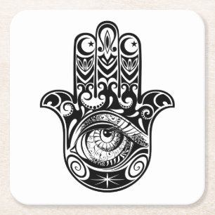 Dessous De Verre Carré Main Zendoodle de Hamsa