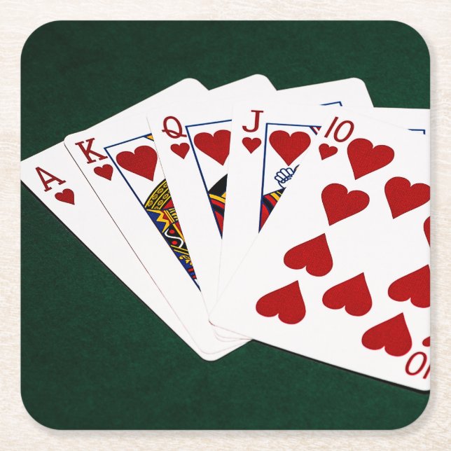 Dessous De Verre Carré Mains de poker - Brosse royale - Coeur (Devant)