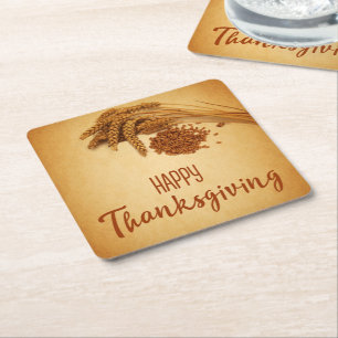 Dessous De Verre Carré Maïs de blé à Bon thanksgiving vintage