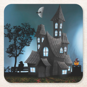 Dessous De Verre Carré Maison de dessin d'Halloween très Cool