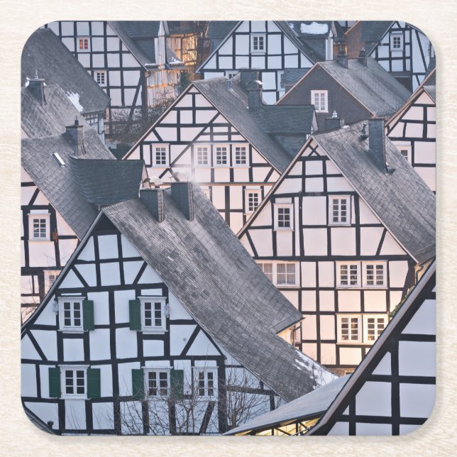 Dessous De Verre Carré Maisons à colombage dans Freudenberg, Allemagne (Devant)