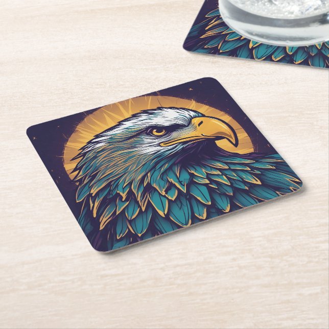 Dessous De Verre Carré Majestic Bald Eagle (Incliné)