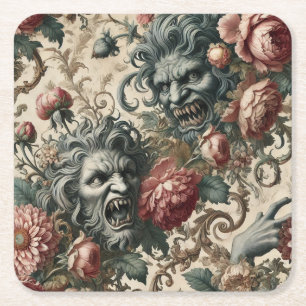 Dessous De Verre Carré Malveillance Doppelganger - Coussin floral gothiqu