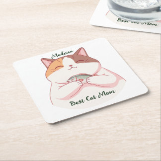 Dessous De Verre Carré Maman chat poisson mignonne meilleur script person