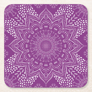 Dessous De Verre Carré Mandala pourpre