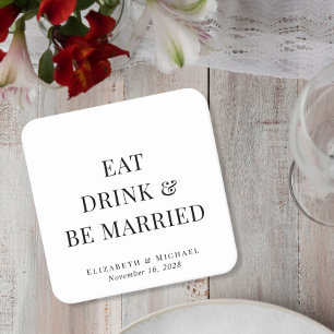 Dessous De Verre Carré Manger Boire Être Marié Mariage