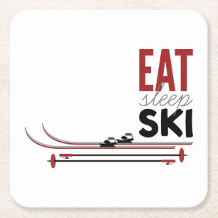 Dessous De Verre Carré Mangez le ski de Sleep