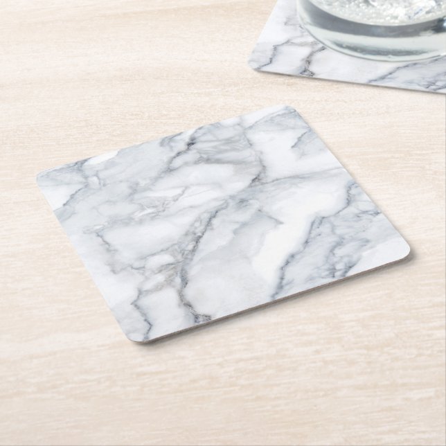 Dessous De Verre Carré Marbre blanc Carrara Calacatta Texture (Incliné)