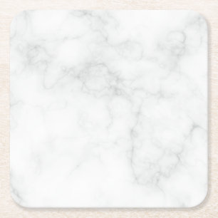 Dessous De Verre Carré Marbre Blanc Moderne
