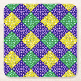 Dessous De Verre Carré Mardi Gras Harlequin Motif du carnaval de Diamond