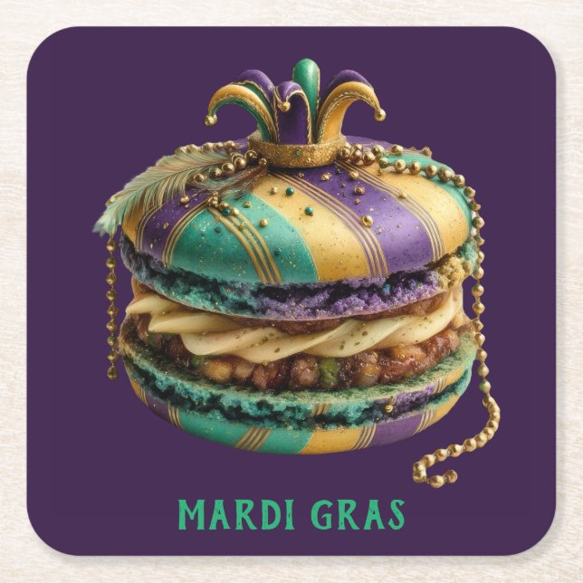 Dessous De Verre Carré Mardi Gras Royal Macaron (Devant)