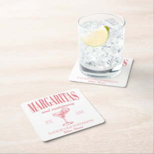 Dessous De Verre Carré Margaritas Et Mariage Bachelorette Personnalisée