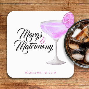 Dessous De Verre Carré Margs & Matrimony Fête de Mariage Rose