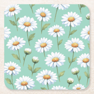 Dessous De Verre Carré Marguerites aquarelle sur 