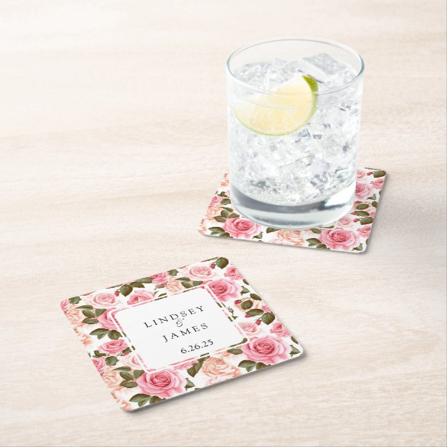 Dessous De Verre Carré Mariage (En situation)
