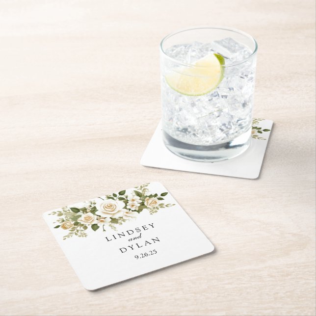 Dessous De Verre Carré Mariage (En situation)
