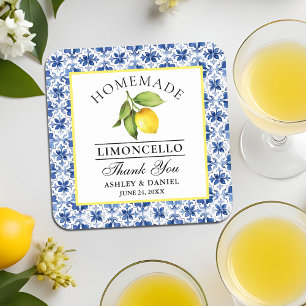 Dessous De Verre Carré Mariage à l'eau citron bleu carrelage Limoncello a