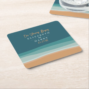 Dessous De Verre Carré Mariage Abstrait Ocean Beach