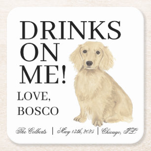 Dessous De Verre Carré Mariage anglais Cream Dachshund Dog