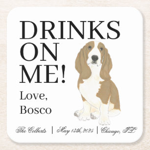 Dessous De Verre Carré Mariage Basset Hound