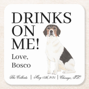 Dessous De Verre Carré Mariage beagle