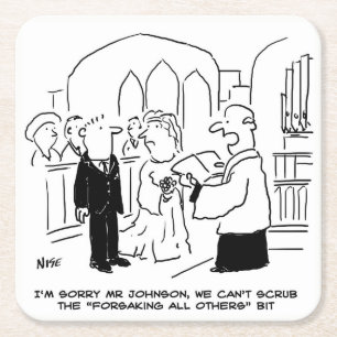 Dessous De Verre Carré Mariage. Blague Vicar et Mariage