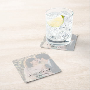 Dessous De Verre Carré Mariage bohème photo élégant rustique