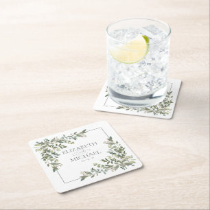 Dessous De Verre Carré Mariage Botanique d'Eucalyptus Vert Sauge