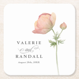 Dessous De Verre Carré Mariage Botanique Simple Élégant