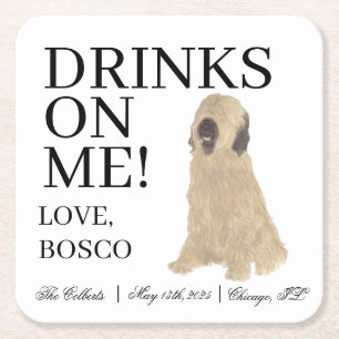 Dessous De Verre Carré Mariage Briard Dog