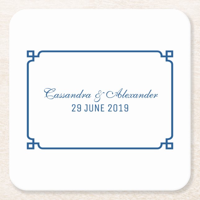 Dessous De Verre Carré Mariage chic Lapis Blue Deco (Devant)