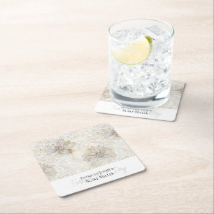 Dessous De Verre Carré Mariage chic romantique floral crème ivoire