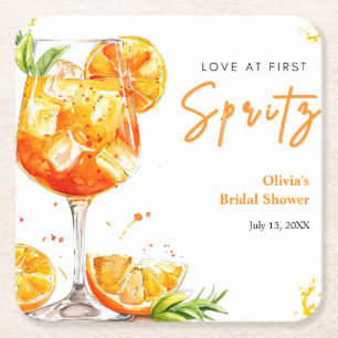 Dessous De Verre Carré Mariage Cocktail Orange Amour au Premier Spritz