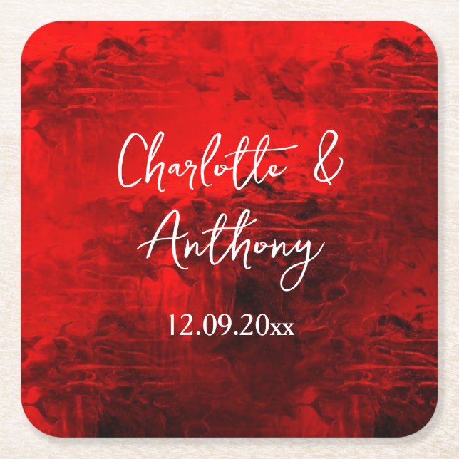 Dessous De Verre Carré Mariage Creative Abstrait Artwork rouge (Devant)