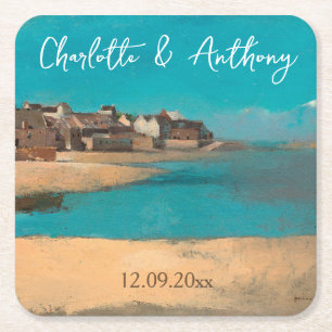 Dessous De Verre Carré Mariage Creative Village Sea Sky impressionniste