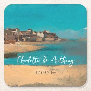 Dessous De Verre Carré Mariage Creative Village Sea Sky impressionniste
