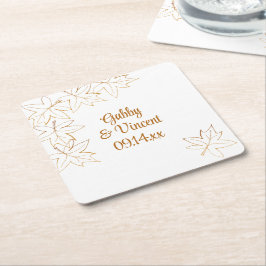 Dessous De Verre Carré Mariage de bord de feuille d'érable