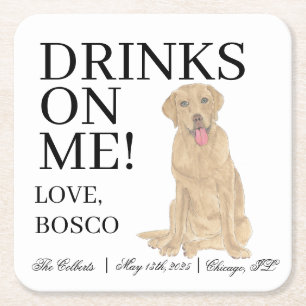 Dessous De Verre Carré Mariage de chien personnalisé Dudley Labrador