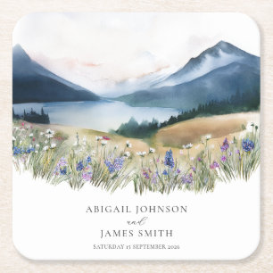 Dessous De Verre Carré Mariage de montagne rustique