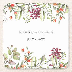 Dessous De Verre Carré Mariage de prairie fleur sauvage