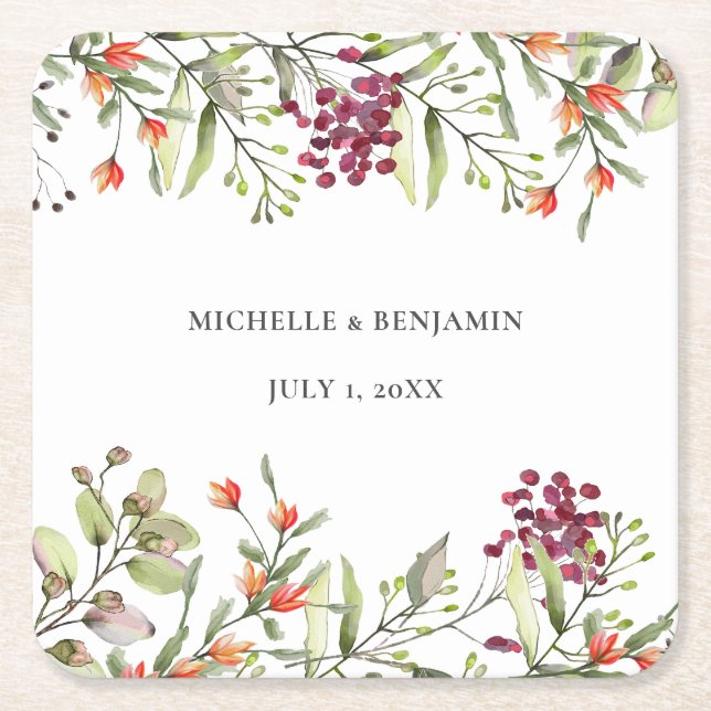 Dessous De Verre Carré Mariage de prairie fleur sauvage (Devant)