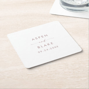 Dessous De Verre Carré Mariage de script or Rose moderne