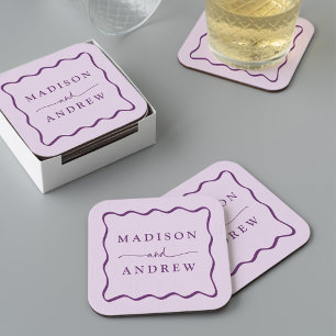 Dessous De Verre Carré Mariage de trame violet moderne