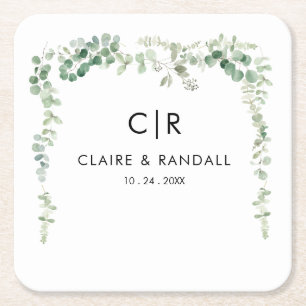 Dessous De Verre Carré Mariage de verdure Eucalyptus de printemps
