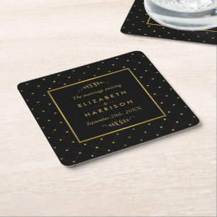 Dessous De Verre Carré Mariage d'effet Black & Gold moderne