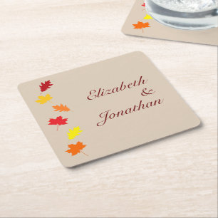 Dessous De Verre Carré Mariage des feuilles automnales