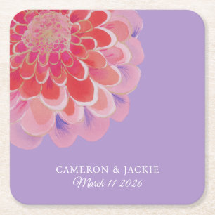 Dessous De Verre Carré Mariage d'été Zinnia Violet
